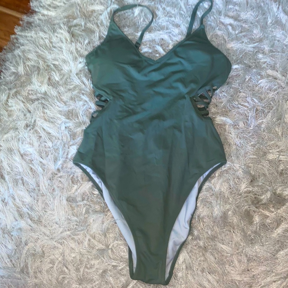 VS PINK Sage Green Cutout One Piece
